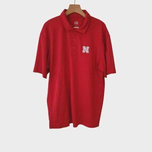 Nebraska Cornhuskers Polo Shirt Cutter & Buck Red Short Sleeve Large NEW‎ NWOT
